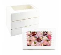Gad2go 10 Pieces Cookie Boxes with Window 30.5 x 20.5 x 6.5 cm Large White Bakery Boxes Pastry Box for Bakery Cake Cookie Chocolate Candy