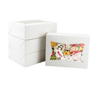 Gad2go 12 Pieces Cookie Boxes with Window 20.5 x 15.5 x 6.5 cm White Kraft Bakery Boxes Dessert Packaging Gift Box for Cupcake Muffins Pastry Candy Pie