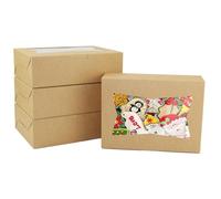Gad2go 12 Pieces Kraft Cookie Boxes with Window 20.5 x 15.5 x 6.5 cm Brown Paper Bakery Boxes Dessert Packaging Gift Box for Cupcake Muffins Pastry Candy Pie