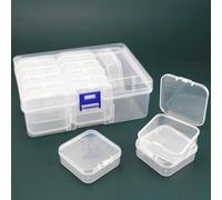 Gad2go 14 Pieces Bead Organiser Storage Box 5.5 x 5.5 x 2 cm Small Plastic Bead Storage Container Case with Hinged Lid for Craft DIY Art Diamond Jewelry