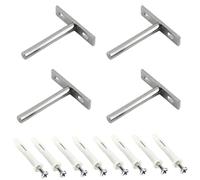 Gad2go 4 Pieces Floating Shelf Brackets 75mm Heavy Duty Invisible Hidden Shelf Bracket with Screws for Wall Mounted Shelf Support,Silver