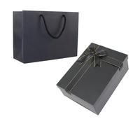 Gad2go Gift Box 22 x 16 x 8.5 cm Black Gift Box with Lid Paper Gift Bag for Gift Present Birthday Wedding Anniversary Festival