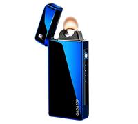 GADATOP Arc Plasma Electric Lighter USB-C Rechargeable Windproof Lighter with Power Display & Fast Charging, Flameless Lighters for Candles, Camping, Kitchen, BBQ - Luxury Gift Box (Blue)