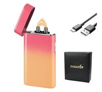 GADATOP Arc Plasma Flame Windproof Electric Lighter Outdoor, Rechargeable USB-C Lighter with Rhythmic Flashing Battery Indicator (Pink-Yellow Gradient)