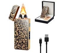 GADATOP Arc Plasma Lighter Electric Lighter USB Rechargeable Lighter Windproof Flame Retardant Lighter Camping Lighter Pocket Metal Lighter with Smart Chip for Candles, Incense, Fireworks（Flower）