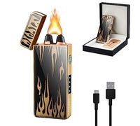 GADATOP Arc Plasma Lighter Electric Lighters USB Rechargeable Windproof Flame Retardant Lighter Camping Pocket Metal Lighters with Smart Chip for Candles, Incense, Fireworks（Flame）