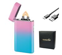GADATOP Arc Plasma Windproof Electric Lighter, Rechargeable USB-C Lighter with Rhythmic Flashing Battery Indicator (Pink-Blue Gradient)