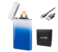 GADATOP Arc Plasma Windproof Electric Lighter, Rechargeable USB-C Lighter with Rhythmic Flashing Battery Indicator (White-Blue Gradient)
