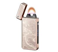 GADATOP Cool Lighter Arc Plasma Lighters Rechargeable USB-C Lighter Electronic Lighters Windproof Metal Body Power Display With Projection Stone For Gifts Candle Fireplace Camping (Golden Dragon)