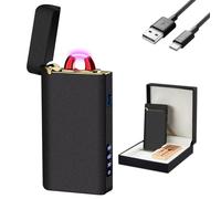 GADATOP Cool Lighter Arc Plasma Lighters Rechargeable USB-C Lighter Fire Lighters High Power Windproof Flame Metal Body With LED Light Power Display For Candle Fireplace Camping (Matte Black)
