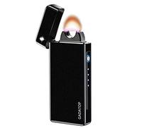 GADATOP Cool Lighter Arc Plasma Lighters Rechargeable USB Lighter Electronic Lighters Windproof Metal Body Power Display Type-C With Projection Stone For Candle Fireplace Camping Grilling(Matte Black)