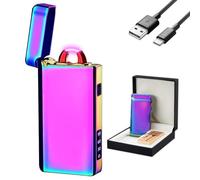GADATOP Cool Lighter Electronic Lighters Rechargeable USB-C Lighter Plasma Lighters High Power Windproof Flame Metal Body With LED Light Power Display For Candle Fireplace Camping Gifts (Colorful)