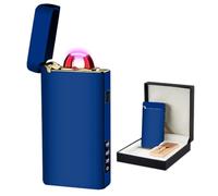 GADATOP Cool Lighter Plasma Arc Lighters Rechargeable USB-C Lighter Electronic Lighters Windproof High Power Flame Metal Body With LED Light Power Display For Gifts Candle Fireplace Camping (Blue)