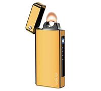 GADATOP Electric Lighter Arc Plasma Flame Lighter USB Rechargeable Lighter Outdoor Windproof Electronic Lighter Metal lighter Candle Lighter with Long Battery Life for Camping, Hiking (Gold)