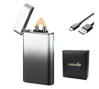 GADATOP Electric Lighter Rechargeable Lighter Arc Plasma Lighter Flameless Lighter Outdoor Windproof Lighter Colorful Gradient Lighter with Rhythmic Flashing Battery Indicator (Black-White Gradient)