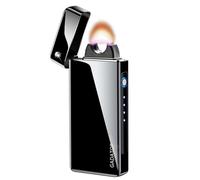 GADATOP Electric Lighter Romantic Projection Stone, Zinc Alloy Plasma Arc Lighter Rechargeable USB, Windproof Flameless for Camping BBQ, Cool Unique Lighters Gifts for Men Him Dad (Black)