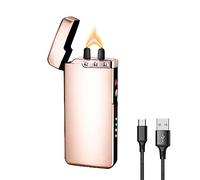 GADATOP Flame Arc Plasma Lighter,Electric Lighter, USB Rechargeable Electric Lighters Windproof Waterproof Lighter with LED Battery Indicator (Gold)