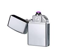 GADATOP Triple-Arc Electric Lighter, Fashion Metal USB Rechargeable Windproof Lighter with Battery Indicator (Silver)