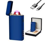 GADATOP USB-C Rechargeable Arc Lighter Windproof Flameless Plasma Lighter with LED Power Display, Outdoor Camping Lighter for Fire Starters, Kitchen, Home & Survival Gear - Luxury Gift Box (Blue)