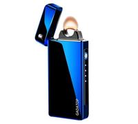 GADATOP Windproof Camping Lighter Rechargeable Long Battery Display,Flameless Plasma Arc Outdoor Lighter,Heavy Duty EDC Hiking BBQ Survival Gear Lighters Gifts Lighters(Blue)