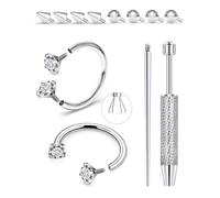 Gadeaila 316L Surgical Steel Horseshoe Nose Rings Septum ring 8/10/12mm 18G/16G with Tool & Ball Grabber,Hypoallergenic for Nose,Rook,Cartilage,Helix,Lips-Silver Septum Piercing jewelry hoop earrings