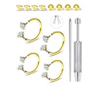 Gadeaila Horseshoe Nose/Septum Rings 8/10mm 18G/16G/14G with Tool & Ball Grabber,Hypoallergenic for Nose,Rook,Cartilage,Helix,Lips-Silver Gold 316L Surgical Steel Septum Piercing jewelry, Metal