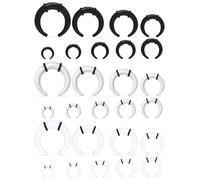Gadeaila Septum Stretching Kit 14/12/10/8/6/4g Black/White Ear Gauge Plugs Tunnels Kit Horseshoe Acrylic Pincher Piercing Jewelry