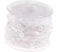 Gadenfer 10 Meters White Artificial Pearl Ribbon Chiffon Organza Lace Trim for Wedding, Christmas, Victorian Snowflake Decoration