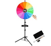 GADFISH 23.8-inch Spinning Prize Wheel, Ajustable 37"-67" Height Spin Doodle Game Spinner, Storable Prize Wheel Spinner with Stand, Wheel of Fortune Game, 14 Colors