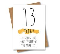 Gadgeo Funny 13th Birthday Card - 13 Today Seems Like Only Yesterday