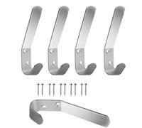 Gadget Planet Aluminum Double Hat and Coat Hanger Hooks Coat Dress Robe & Bath Towel Hook for Bathroom Bedroom Kitchen Office Door Hooks with Fixing Screws (Pack of 5)