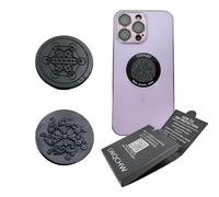 Gadget Protection Shungite Stickers for Cell Phone 2 pcs | Round Sticker Plates for Bad Vibes Blocking | Polished Shungite Stone Plates (Metatron & Cross Flower)