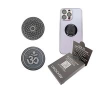 Gadget Protection Shungite Stickers for Cell Phone 2 pcs | Round Sticker Plates for Bad Vibes Blocking | Polished Shungite Stone Plates (Kaleidoscope & Aum)