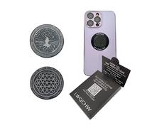 Gadget Protection Shungite Stickers for Cell Phone 2 pcs | Round Sticker Plates for Bad Vibes Blocking | Polished Shungite Stone Plates (Flower of Life & Tree of Life)