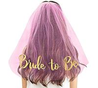 GadgetcKing Pink Veil Comb White With Gold Bride to Be Hen Night Wedding Party Accessories Do Bachelorette Bridal Decoration Prop Dress Up