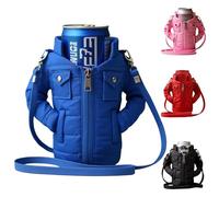Gadgetime USA - 12oz Insulated Can Cooler Jacket (Blue)- Beverage Holder with Detachable Strap - Beer/Soda Carrier - Can Holder with Shoulder Strap - Insulated Sleeve - Funny Gift for Friends & Family
