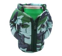 Gadgetime USA Can Cooler Vest - Insulated Beverage Cooler - Can Cover - Reusable Zip Up Can Jacket - Cute Sleeve for Canned Beverages & Beer - Funny Gift for Friends & Family - Army