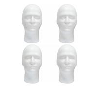 Gadgetking 4 Pack Make Man Styrofoam Foam Head Stand Model Display Wig Polystyrene Mannequin Manikin Folding Sunglasses Craft White Holder Cap Male Dummy