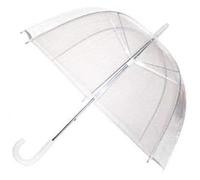 GadgetKing Rain Umbrella Dome Birdcage Clear Transparent PVC Plastic Wedding See Through Stick Canopy Lightweight Bubble White Handle And Spike Brolly Walking Ladies Mens Unisex Party Parasol Shape Pr