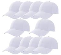 Gadgets Mafia Baseball Cap for Men and Women, Adjustable Size Caps Wholesale White (10 Pack)