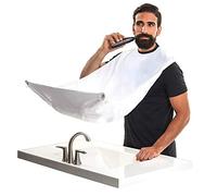 Gadgetzone Large White Colour beard Bib Apron - Waterproof Hair Cutting Cape Shaving Cloth Trimming Apron with Suction Cups - Great Accessories for Men (100cm x 70cm)