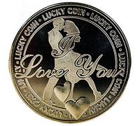 GadgetZone Lucky Coin Good Luck Charm Engraved Special Message Mum Dad Romantic Sentimental Token Keepsake Good Fortune Blessing Pendant Novelty Coins (I Love You Coin)