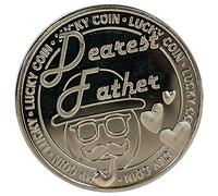 GadgetZone Lucky Coin Good Luck Charm Engraved Special Message Mum Dad Romantic Sentimental Token Keepsake Good Fortune Blessing Pendant Novelty Coins (Father Lucky Coin)