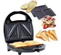 Gadgy 3-in-1 Belgian Waffle Maker & Sandwich Press - Toastie Maker with Removable Plates, Cool-Touch Handle & Indicator Lights - 750W Multi-Function Grill for Waffles, Sandwiches & Paninis