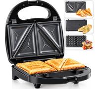 Gadgy 3 in 1 Waffle Maker Sandwich Maker Grill 750W | Includes Interchangeable Plates for Waffles Sandwiches and Grilling - with Non Stick Coating and Cool Touch Handle