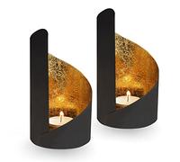 Gadgy Candle Holder Set of 2, Candles Lanterns, Decorative Lantern, Home Decoration Tealight Holders Living Room, Black & Gold Candles & Holders