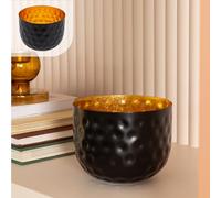 Gadgy Candle Holder Table Decoration Black Gold - Metal Decorative Bowl Hammered - Tea Light Holder Gold - Tea Light Holder Gold - Tea Light Holder Black - Tea Light Holder Metal Ramadan Decor - 16 x