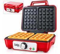 Gadgy Double Belgian Waffle Maker 1000W with Temperature Control | Makes Two Belgian Waffles with Adjustable Thermostat Non Stick Plates LED Indicators and Cool Touch Handle