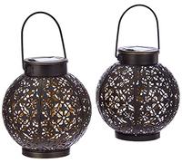 Gadgy Moroccan Solar Lanterns - Set of 2 Outdoor Table Lights - Waterproof Solar Lights for Sustainable Garden Lighting