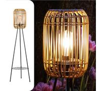 Gadgy Outdoor LED Solar Floor Lamp - Waterproof Garden Lantern With Three Legs Rattan Design for Balcony Lighting